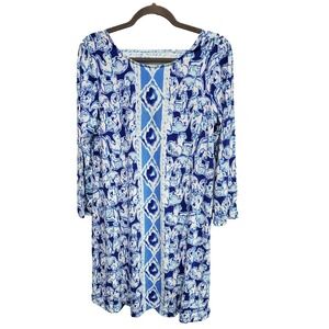 Lilly Pulitzer Ophelia Dress Bomber Blue Get Trunky Engeneered Print Size Medium